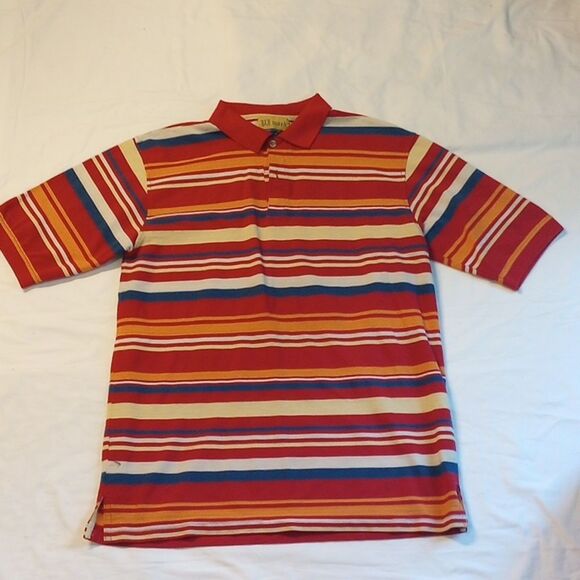 Vintage PJ Mark Red and Orange Striped Polo Shirt - Picture 1 of 6